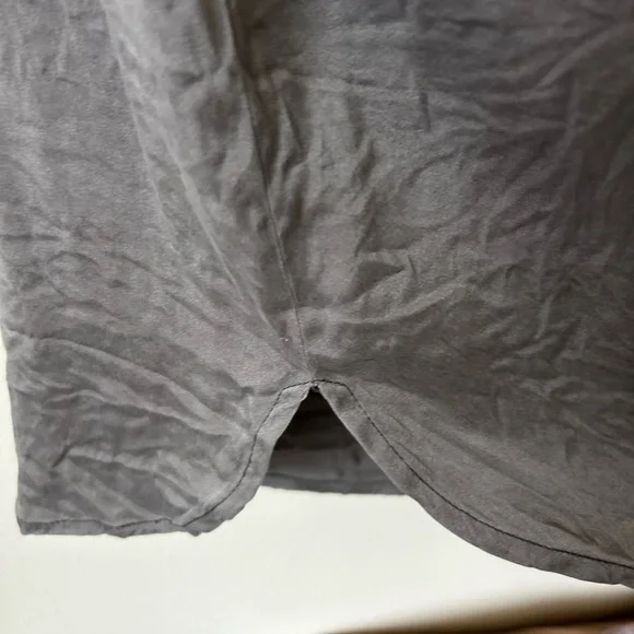 Eileen Fisher shiny grey silk short sleeve blouse petite medium EUC - Picture 4 of 6
